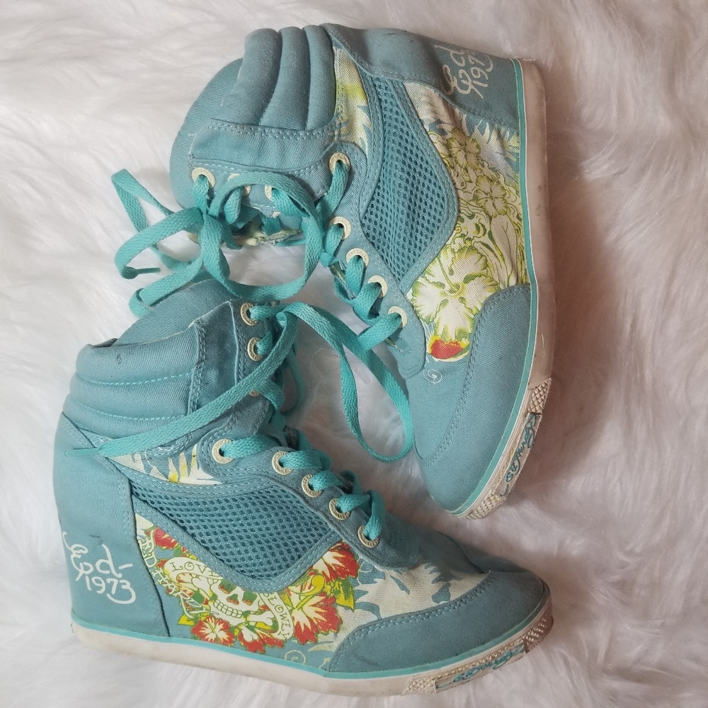 Vintage Ed Hardy High Tops Blue Size 8